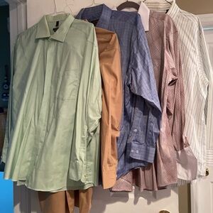 LOT 5 Sz 18.5  Classique Mens Shirts Cotton Linen Button Down